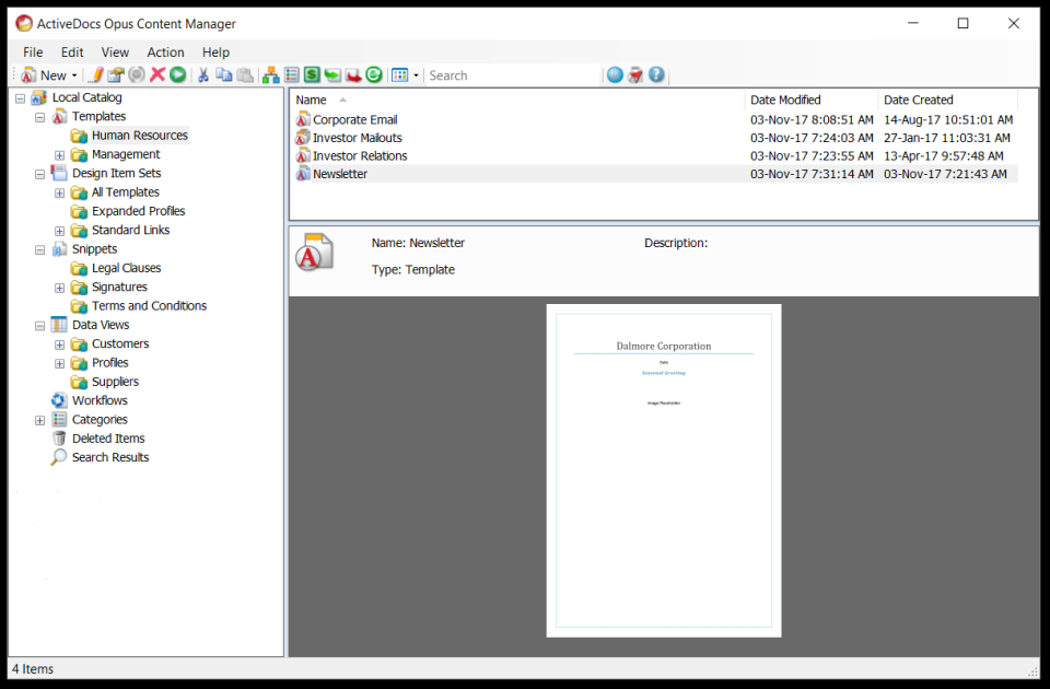 screenshot of ActiveDocs Opus